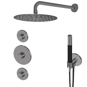 Lagoo Inbouw Thermostatische Regendoucheset  Garda met 2 Stopkranen en Handdouche Gunmetal