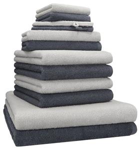 Betz Handtuch Set 12 TLG. Handtuch Set BERLIN Farbe Silbergrau - dunkelgrau, 100% Baumwolle