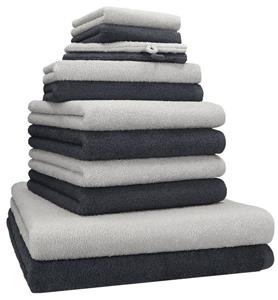 Betz Handtuch Set 12 TLG. Handtuch Set BERLIN Farbe Silbergrau - Graphit, 100% Baumwolle