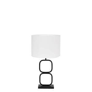 Light & Living Tafellamp Lutika/Polycotton - Zwart/Wit - Ø30x67cm
