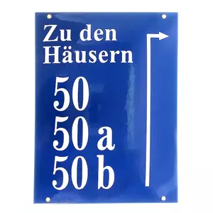 Münchner Emaille Hausnummer mit Straßenname 30x40 cm