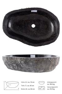 Wohnfreuden Aufsatzwaschbecken Marmor Waschbecken EROSI 60 cm schwarz natur (Kein Set), 125590_MBaL12.119