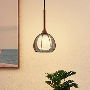Lucande Tetira hanglamp, 1-lamp, 16,5 cm, bruin