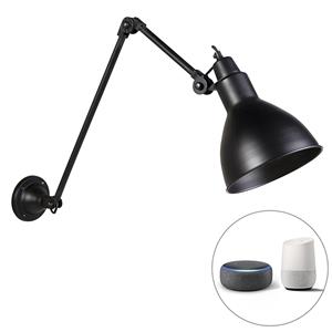 Qazqa Smart Wandlamp Zwart Verstelbaar Incl. Wifi A60 - Wye