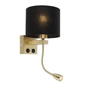 QAZQA Art Deco Wandlampe Gold mit schwarzem Schirm - Brescia