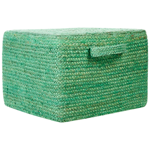 beliani Pouf Grün aus Jute 45 x 45 x 30 cm Quadratisch Geflochten Boho Sitzhocker Fußhocker für Wohnzimmer Kinderzimmer Flur