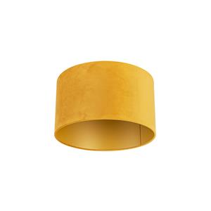 QAZQA Velours lampenkap geel 35/35/20 met gouden binnenkant