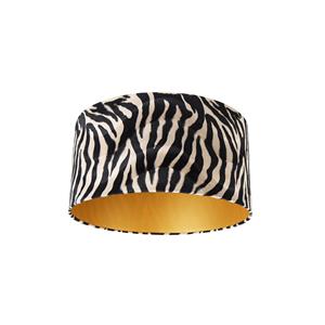 qazqa Velours Lampenschirm Zebra Design 50/50/25 Gold innen - Zebra