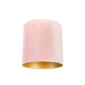QAZQA Velours lampenkap roze 40/40/40 met gouden binnenkant