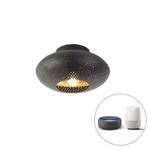 QAZQA Smart plafondlamp zwart met goud 25 cm incl. Wifi A60 - Radiance