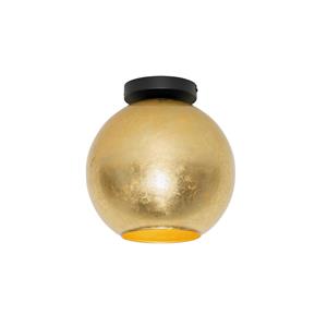 QAZQA Design plafondlamp zwart met goud glas - Bert