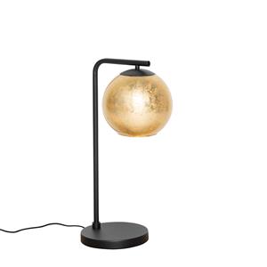 QAZQA Design tafellamp zwart met goud glas - Bert