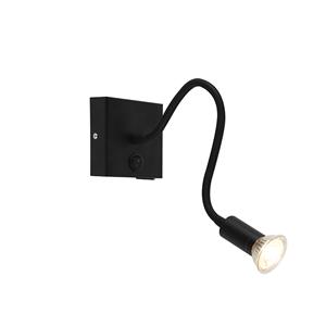 QAZQA Moderne flexibele wandlamp USB zwart - Zeno