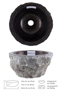 Wohnfreuden Aufsatzwaschbecken Marmor Steinwaschbecken EROSI 30 cm schwarz (Kein Set), 101660_MBaXS15.118