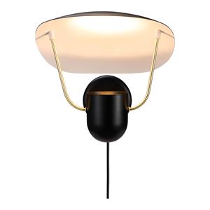 Kleine verstelbare wandlamp zwart wit en messing GU10 fitting & schakelaar 'DFTP Fabiola'