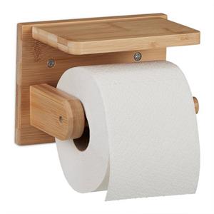 RELAXDAYS Toilettenpapierhalter Bambus Toilettenpapierhalter mit Ablage