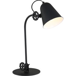 Anne Light & home Retro Tafellamp -  - Metaal - Retro - E27 - L: 19cm - Voor Binnen - Woonkamer - Eetkamer - Zwart