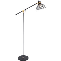 Anne Light & home Industriële Vloerlamp -  - Metaal - Industrieel - E27 - L: 28cm - Voor Binnen - Woonkamer - Eetkamer - Zwart