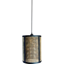 PTMD Collection PTMD Bayu Black iron hanging lamp with bamboo cilinder