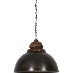 Light&Living Hanglamp Ø52x40 cm LEIA zwart zink+kop hout bruin