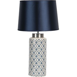 Clayre & Eef Tafellamp Ø 28x51 cm E27/max 1x60W Blauw Keramiek Rond Bureaulamp