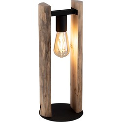 Leuchten Direkt Log Tafellamp 1 lichts zwart/hout h:45cm - Industrieel - 2 jaar garantie