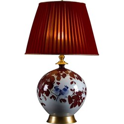 Fine Asianliving Chinese Tafellamp Porselein met Lampenkap Rode