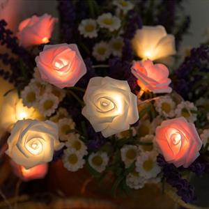 ArmadaDeals 3M 20 LED Simulation Rose Laterne Fairy Lights Romantischer Vorschlag Dekoration, Warmes Weiß Rosa