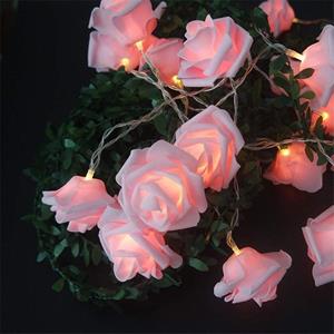 ArmadaDeals 3M 20 LED Simulation Rose Laterne Fairy Lights Romantischer Vorschlag Dekoration, Warmes Rosa+Weiße Rose