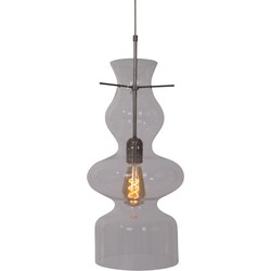 Anne Light & home Retro Hanglamp -  - Glas - Retro - E27 - L: 21cm - Voor Binnen - Woonkamer - Eetkamer - Zilver