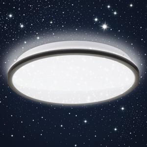 B.K.Licht Led-plafondlamp BK_DL1516 LED-Deckenlampe, mit Sternenhimmel, 18 W, Ø28 cm, Schwarz (1 stuk)