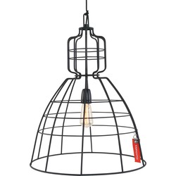 Anne Light & home Industriële Hanglamp -  - Metaal - Industrieel - E27 - L: 48cm - Voor Binnen - Woonkamer - Eetkamer - Zwart