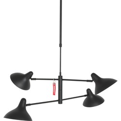 Anne Light & home Retro Hanglamp -  - Metaal - Retro - E27 - L: 110cm - Voor Binnen - Woonkamer - Eetkamer - Zwart