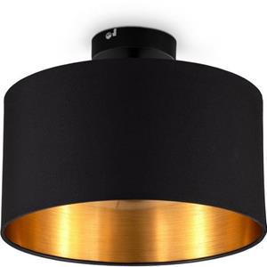 B.K.Licht Plafondlamp BK_SD1420 Deckenlampe, mit Stoffschirm, Ø30cm, Schwarz-Gold, E27 (1 stuk)