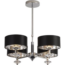 Bussandri Exclusive Moderne Hanglamp -  - Metaal - Modern - E14 - L: 66cm - Voor Binnen - Woonkamer - Eetkamer - Chrome/black+silver/clear