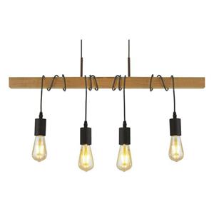 Searchlight 4-lichts hanglamp Woody met hout 95041-4BR