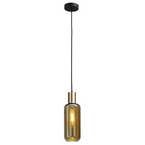 Masterlight Zwarte pendel hanglamp Bounty goud met cilinderglas 2470-05-02-5