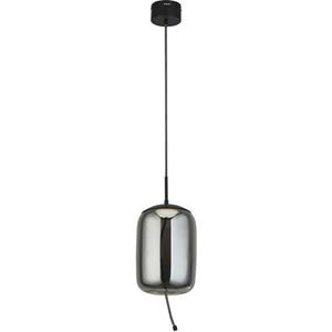 Searchlight Hanglamp Glas Lisbon zwart met smoke cilinderglas 75132-1SM