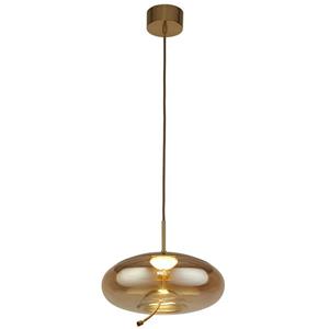 Searchlight Hanglamp Glas Lisbon roodkoper met amber rondglas 75131-1AM
