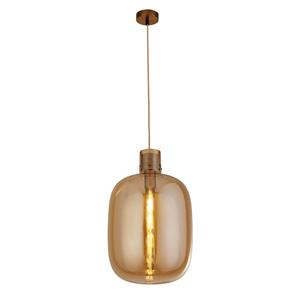 Searchlight Hanglamp Glas Barrel roodkoper met amber glas 68361AM
