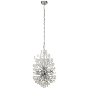 Searchlight Pendelleuchte Peacock, chrom/klar, Kristallglas, Ø 37 cm, G9