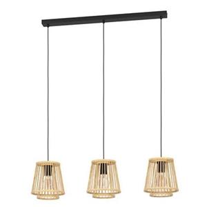 EGLO Hängeleuchte Hykeham, Länge 91 cm, natur, 3-flg., Bambus