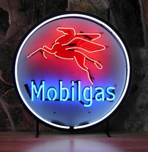 Fiftiesstore Mobilgas Neon Verlichting Met Achterplaat 64 x 64 cm