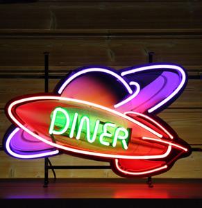 Fiftiesstore Rocket Diner Neon Met Achterplaat 70 x 45 cm
