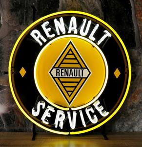 Fiftiesstore Renault Service Neon Met Achterplaat 65 x 65 cm