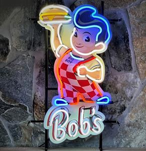 Fiftiesstore Bob's Big Boy Hamburger Neon Met Achterplaat L 50 x 85 cm