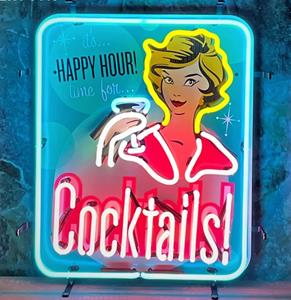 Fiftiesstore Happy Hour Cocktails Neon Verlichting 50 x 60 cm