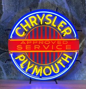 Fiftiesstore Chrysler Plymouth Neon Verlichting Met Achterplaat - 60 x 60 cm