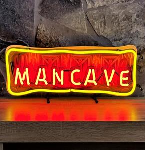 Fiftiesstore Mancave Rood Geel Neon Verlichting Met Achterplaat - 60 x 27 cm