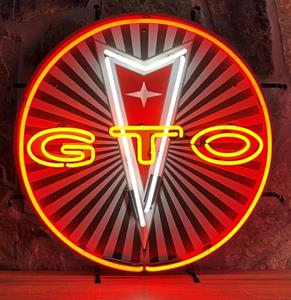 Fiftiesstore GTO Logo Neon Verlichting Met Achterplaat - 60 x 60 cm